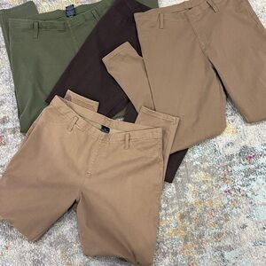 Faded Glory Women's Chino Pants Trio in Olive, Dark Brown & Tan